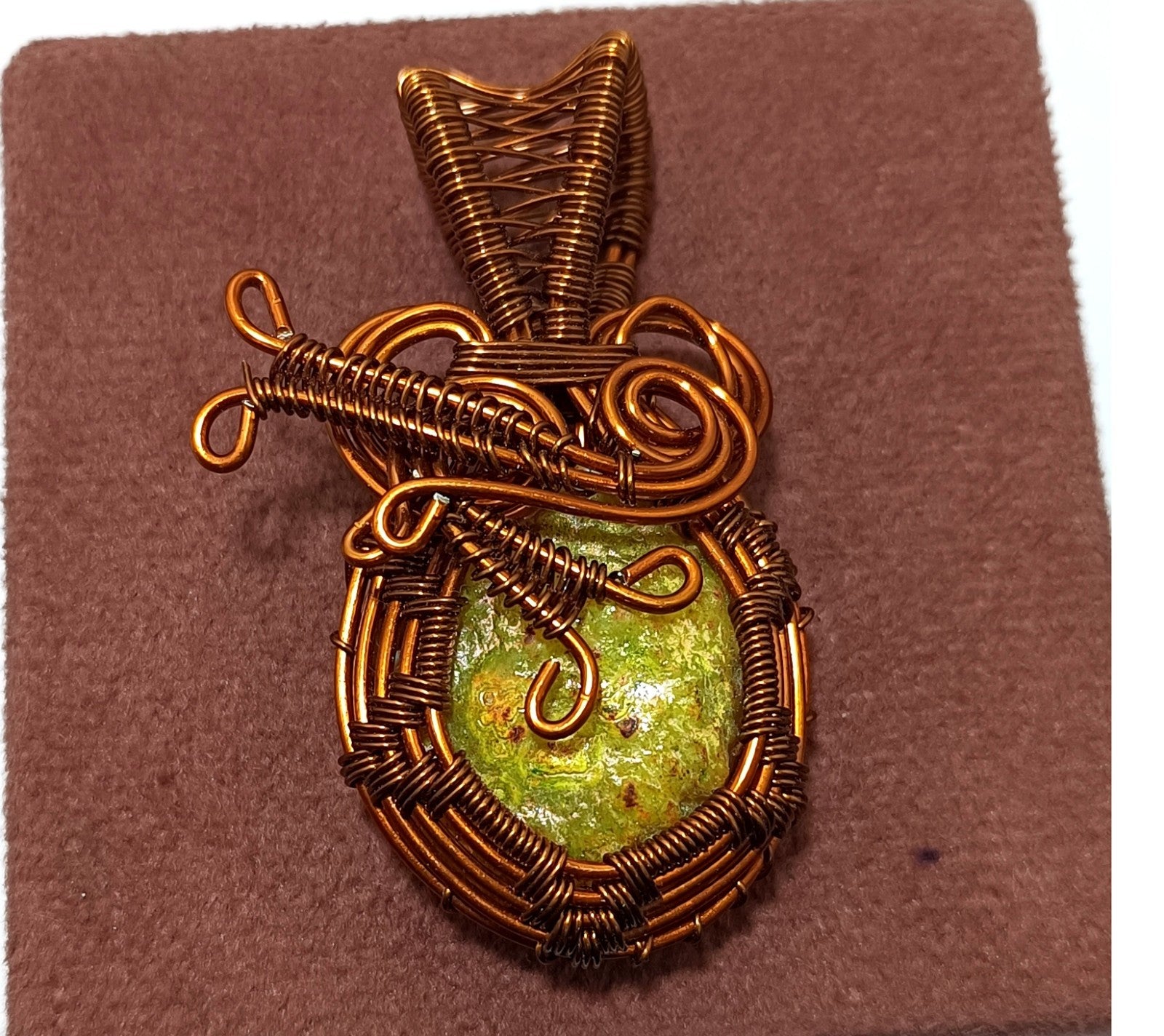 63.00 Ct Copper Rambo Agate Gems Copper Wire wrapped Handmade Jewelry Pendant