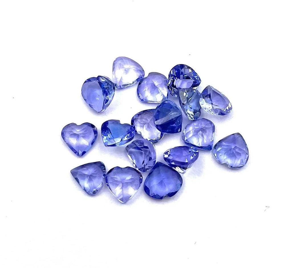15 Pcs Natural D Block Blue Tanzanite 5 mm Heart CERTIFIED Loose Gemstone