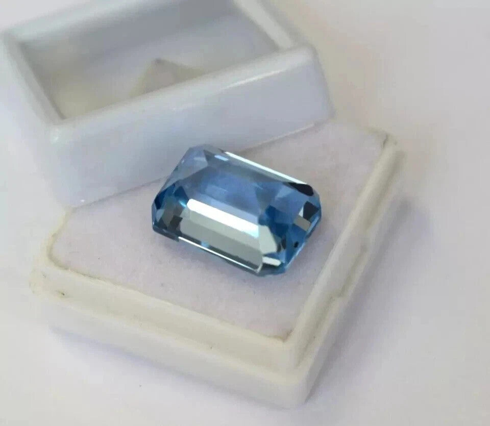 Brazilian Natural 13.15 Ct Blue Aquamarine Emerald Cut Loose Gemstone