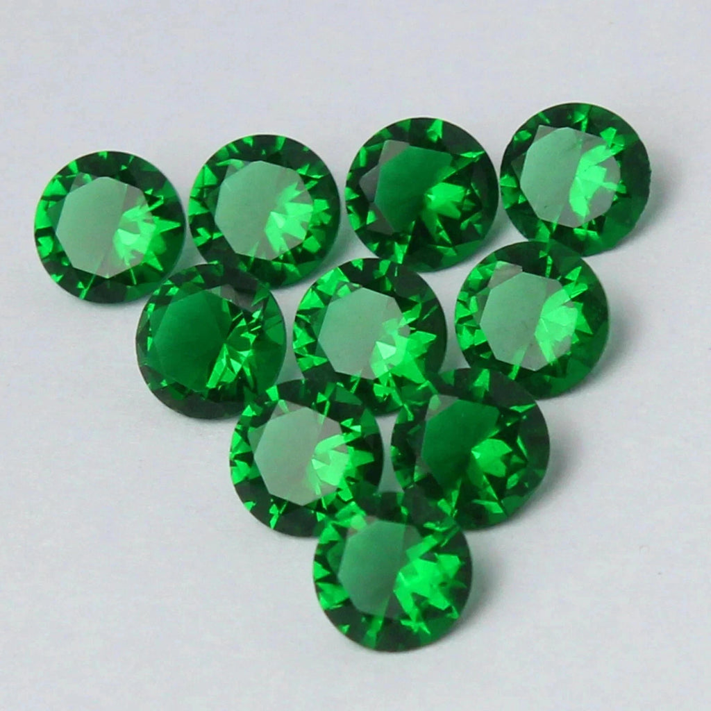 4mm 15 Pcs Exquisite Natural Green Emerald Round Cut Certified Loose Gemstone