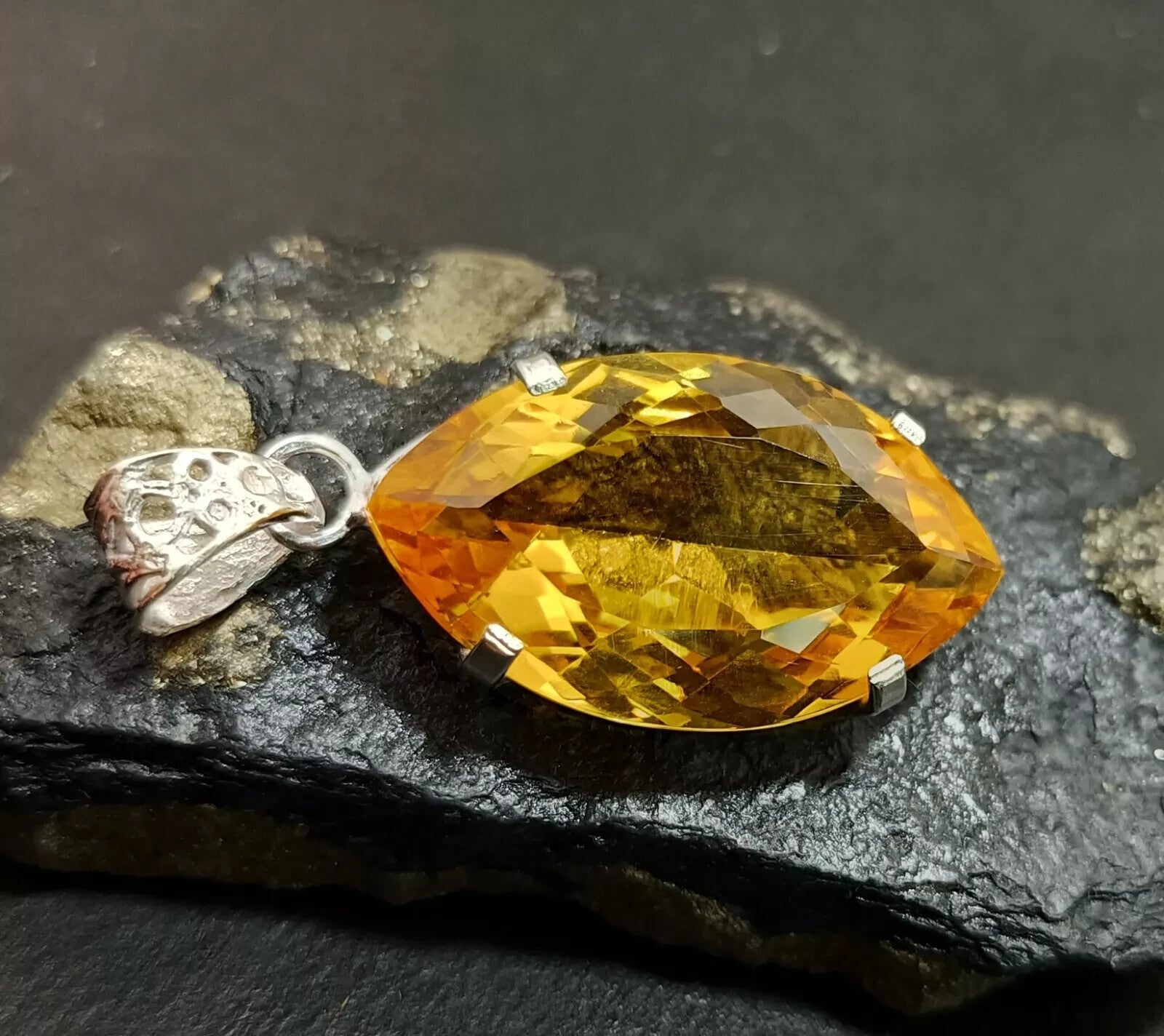 Certified Natural 53.30Ct Brazilian Yellow Marquise Topaz Pendant For LOVE ONES