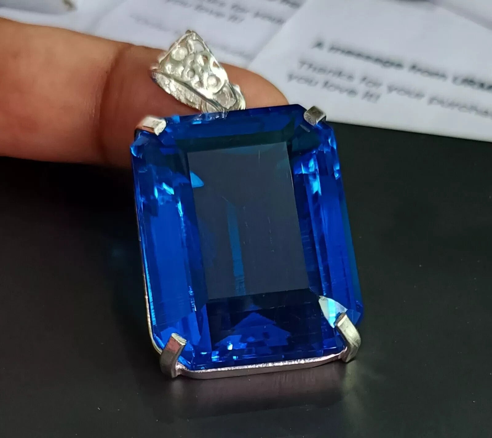 103.10Ct Certified Natural Topaz 925 Solid Silver Emerald Pendant Loose Gemstone