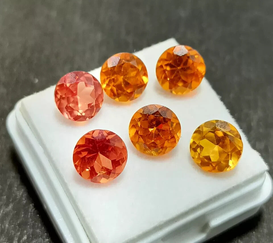 100 PC 5 MM Natural Orange Ceylon Sapphire Loose Gemstones Certified Round Lot