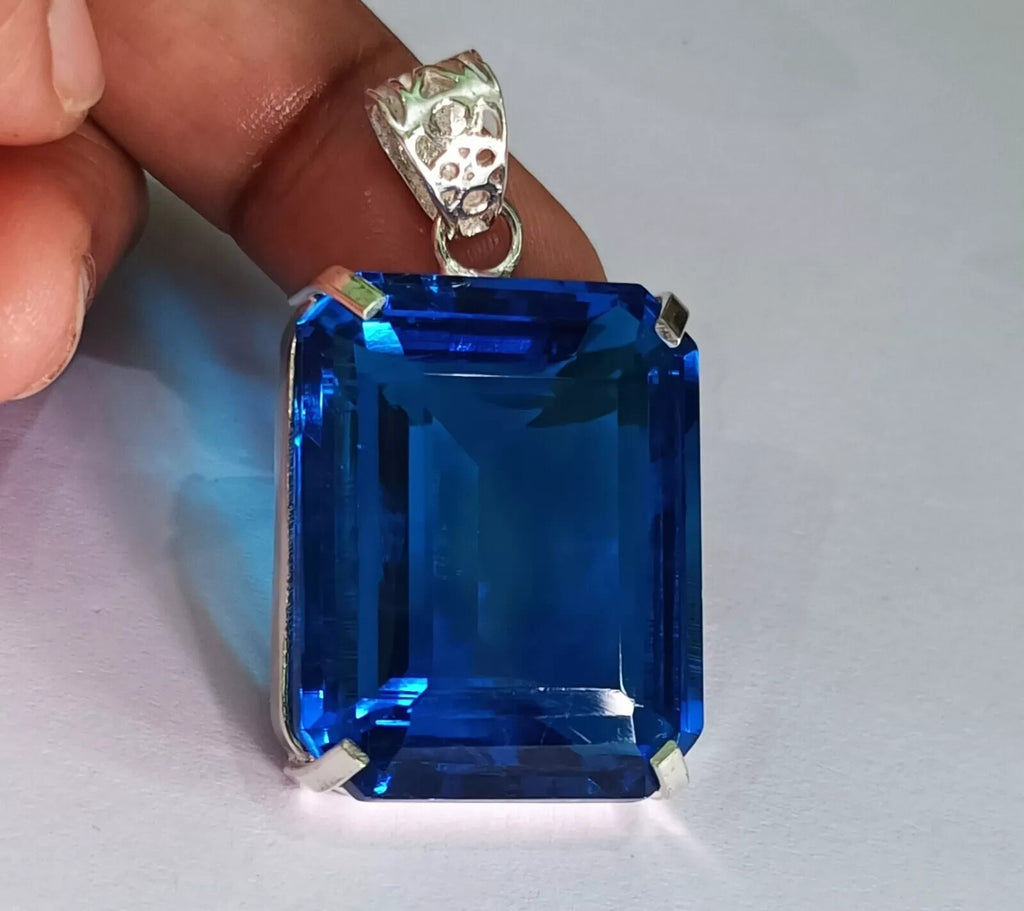 103.10Ct Certified Natural Topaz 925 Solid Silver Emerald Pendant Loose Gemstone