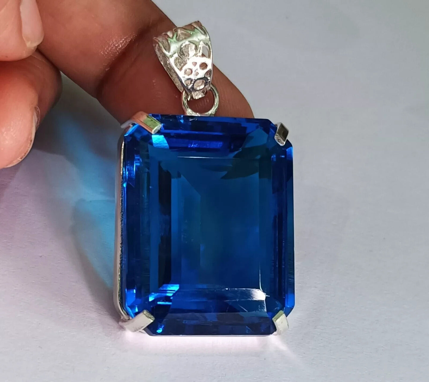 103.10Ct Certified Natural Topaz 925 Solid Silver Emerald Pendant Loose Gemstone