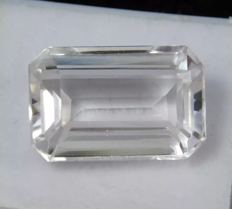 Certified 15.90 Ct Natural Ceylon White Sapphire Emerald Cut Loose Gemstone