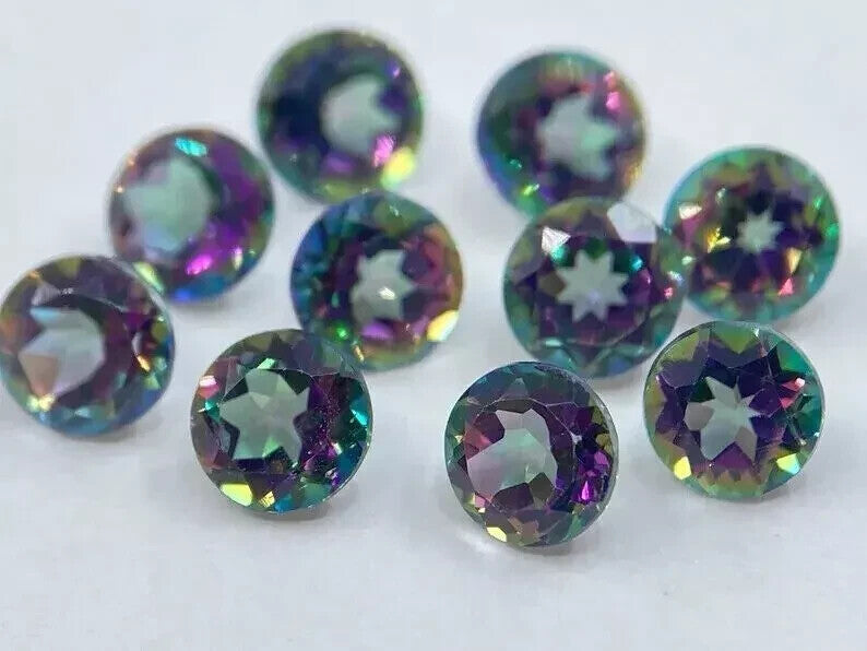 4 MM Natural Rainbow Color RoundCut Mystic Topaz Certified LooseGemstone 10 Pcs