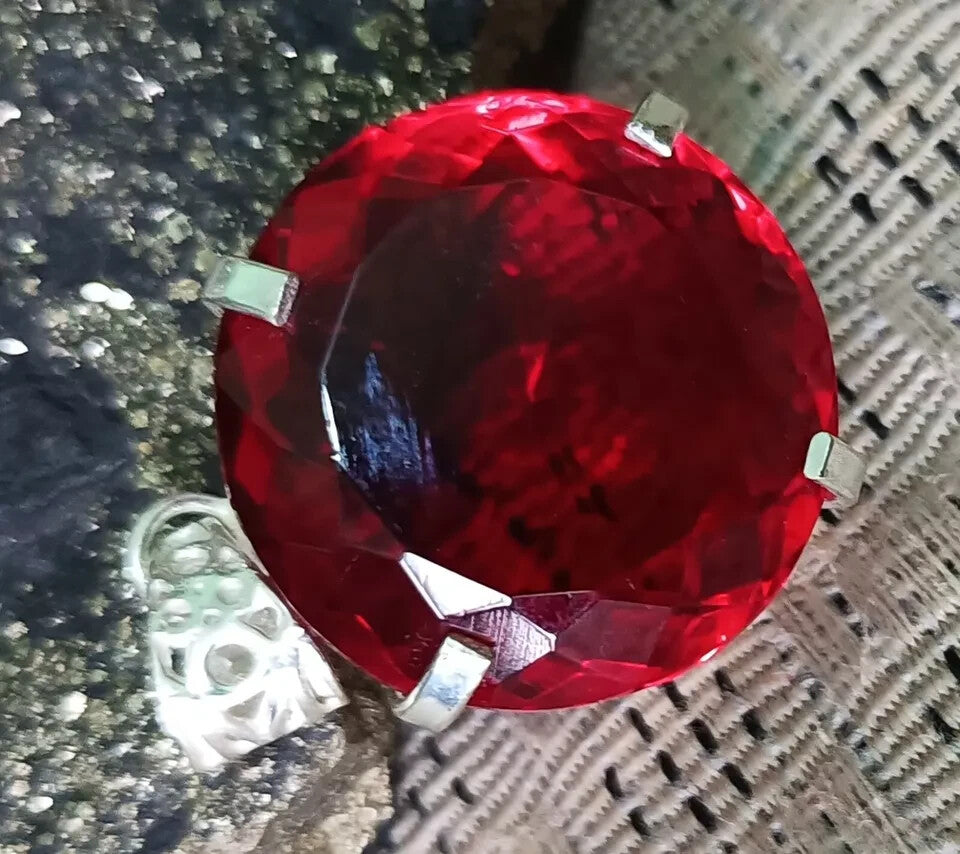 Certified Natural 84 Ct Brazilian Red Round Cut Topaz Pendant Loose Gemstone