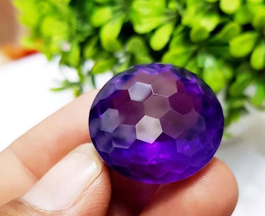 Round Football Cut 23 Ct Amethyst Violet Quality Certified Loose Gemstone