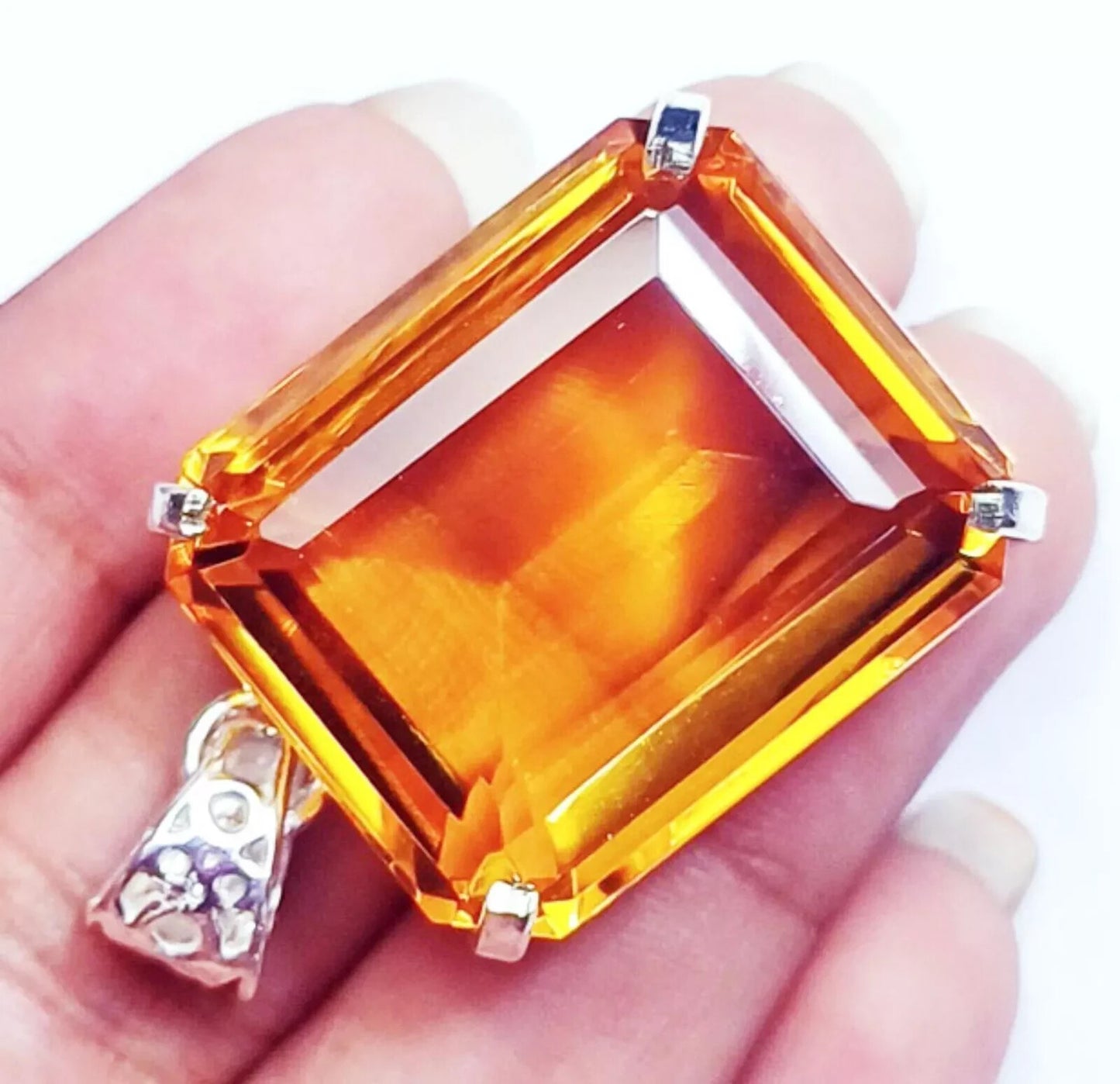 Orange Topaz GS Solid Silver Pendent Loose Gemstone 96.70 Ct Certified