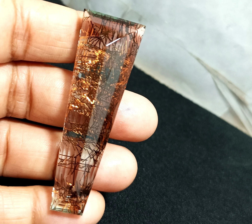 100 Ct Fancy Cut Natural Rutilated Quartz Loose EGL Certified Gemstone