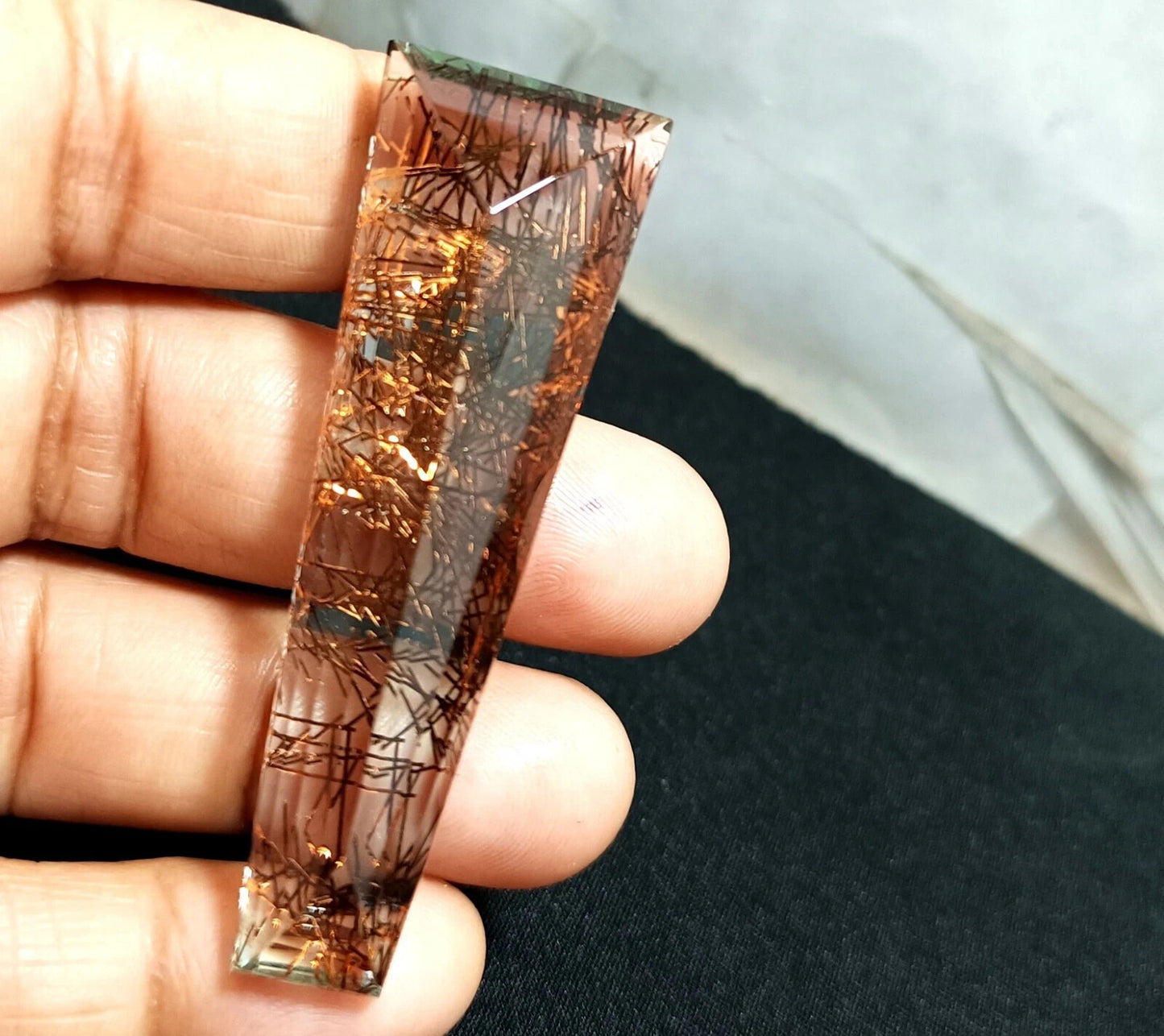 100 Ct Fancy Cut Natural Rutilated Quartz Loose EGL Certified Gemstone