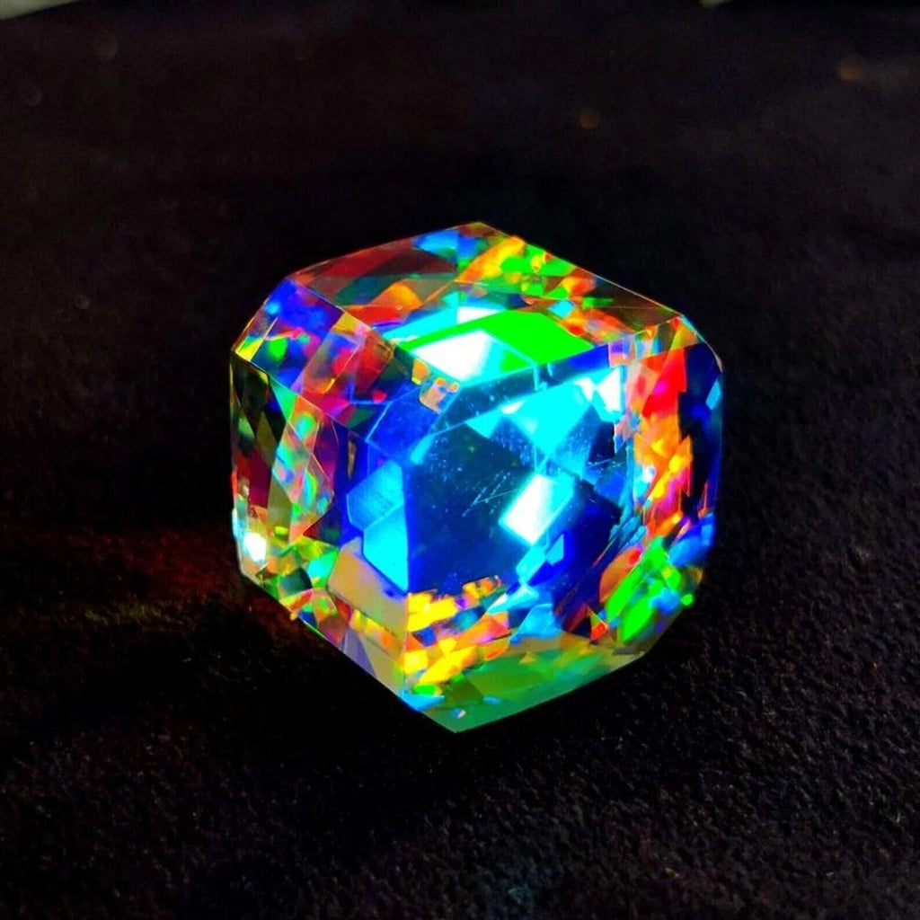Certified 50 Ct Natural Rainbow Color Cube Cut Mystic Topaz Loose Gemstone
