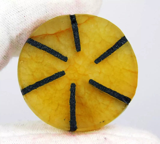 Rare 54.05 Ct Natural Trapiche Yellow Sapphire Round Loose Gemstone Africa