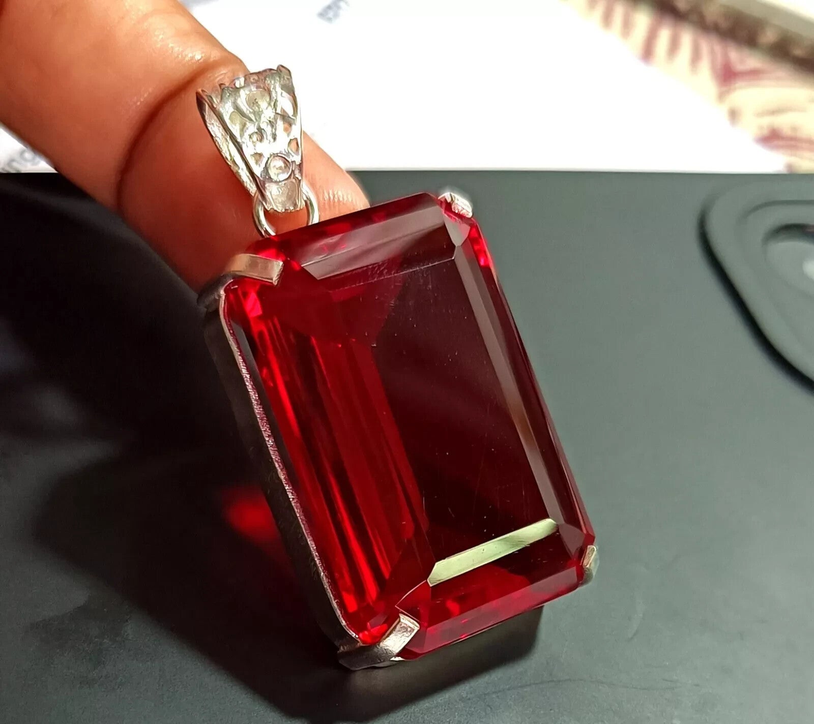 95.50Ct Certified Natural Topaz 925 Solid Silver Emerald Pendant Loose Gemstone