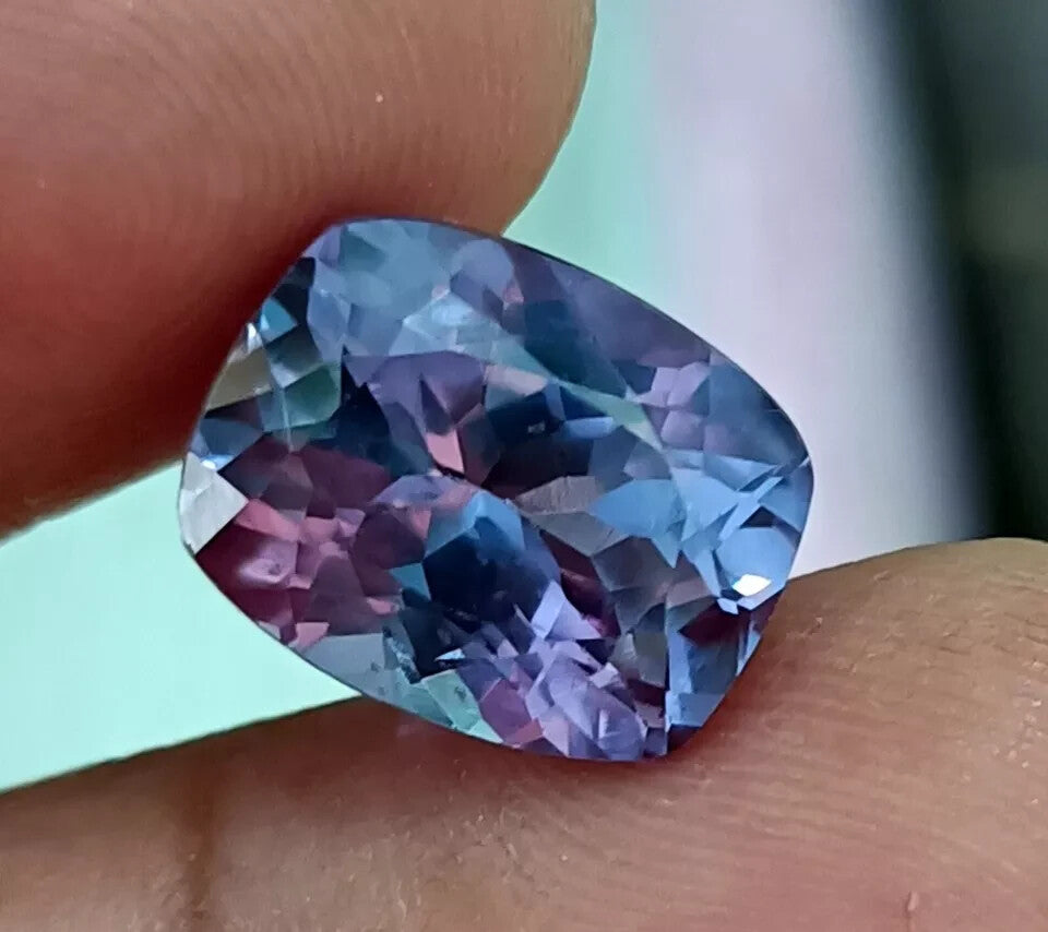 NATURAL Loose Ceylon Bi-Color Change Sapphire Cushion Cut GEMSTONE 6.80 Ct