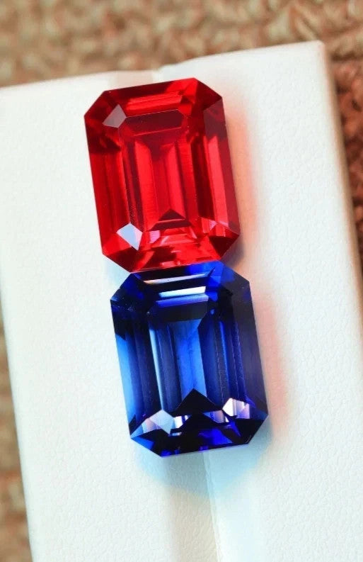 Natural Red Ruby And Blue Sapphire 19.40 Ct+ Certified Loose Gemstone Pair Lot