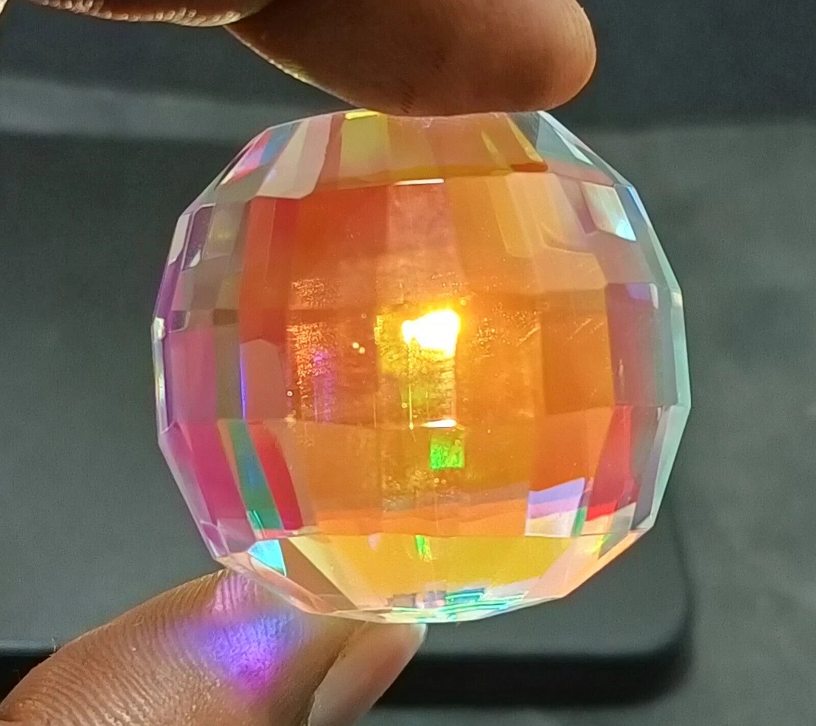 246.40 Ct+ Top Natural Rainbow Mystic Topaz Ball Shape Brilliant Loose Gemstone