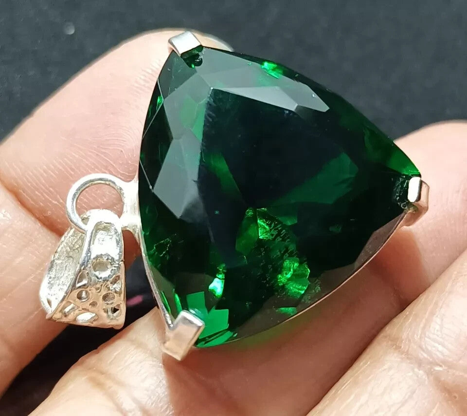 Green Trillion Topaz Pendant EGL Certified Natural 62.85 Ct Gift For Loved Ones.