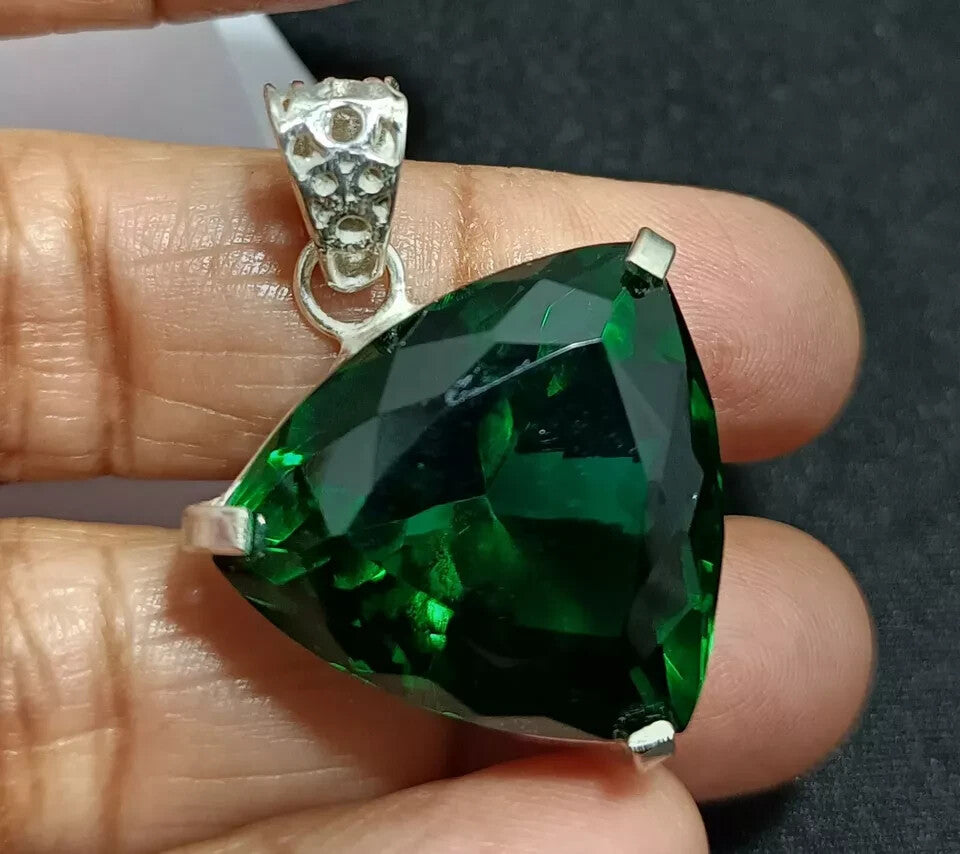 Green Trillion Topaz Pendant EGL Certified Natural 62.85 Ct Gift For Loved Ones.