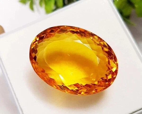 Yellow Color Citrine Natural 100 Ct Oval Cut Brazilian Pendant Size Gemstone