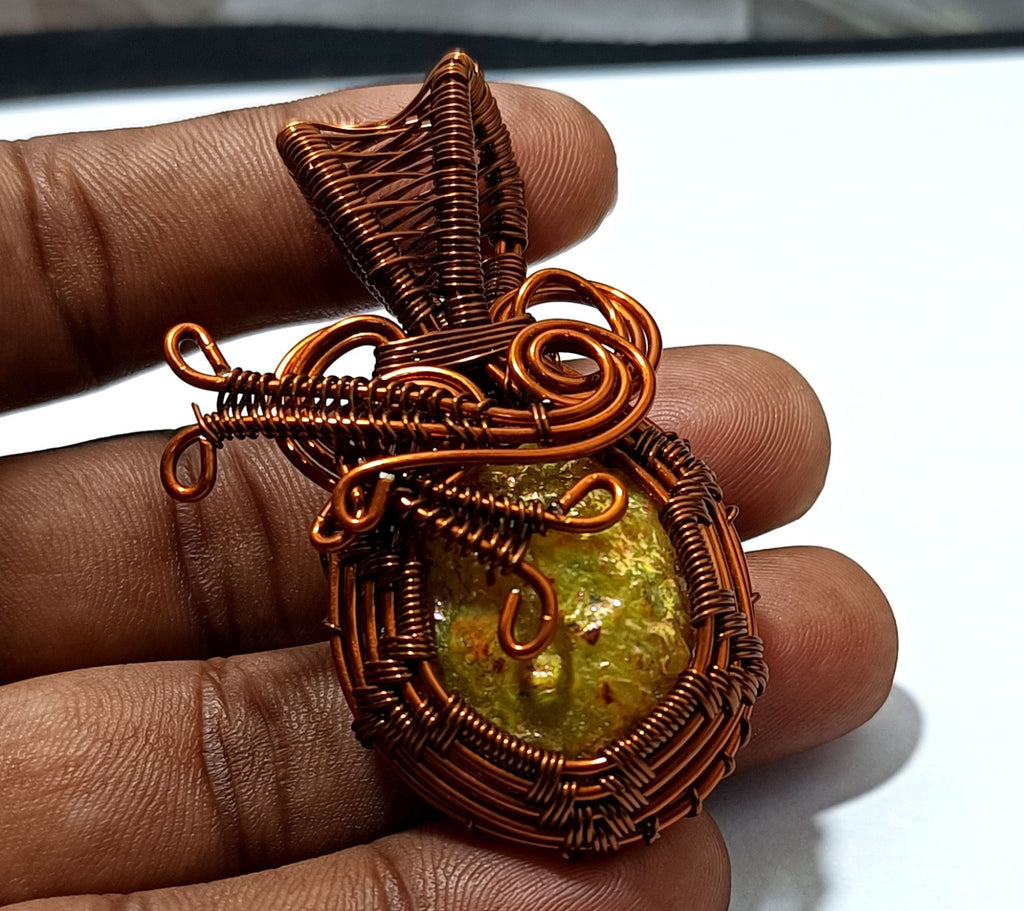 63.00 Ct Copper Rambo Agate Gems Copper Wire wrapped Handmade Jewelry Pendant