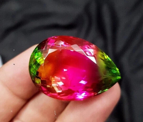 52.50 Ct Natural Watermelon Tourmaline Pear Cut Certified Loose Gemstone