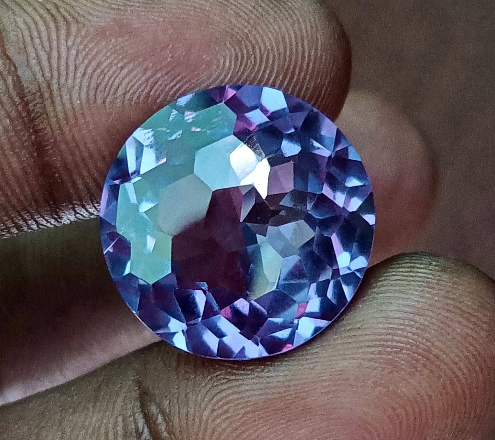 26 CT Certified Color Changing Natural Alexandrite Loose Gemstone Round Cut