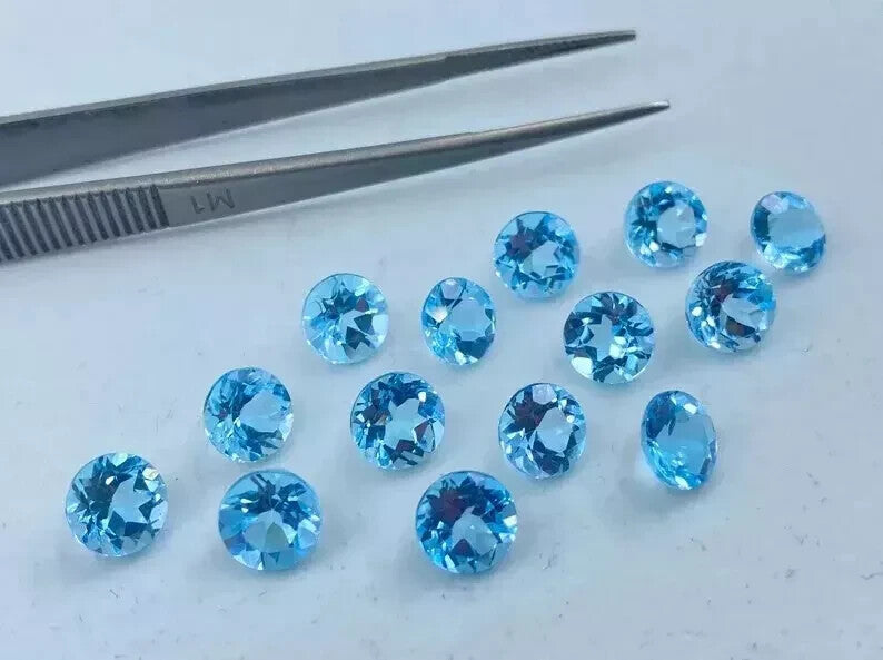 9 mm 10Pcs Certified Natural Santa Maria Aquamarine Round Cut Loose Lot Gemstone