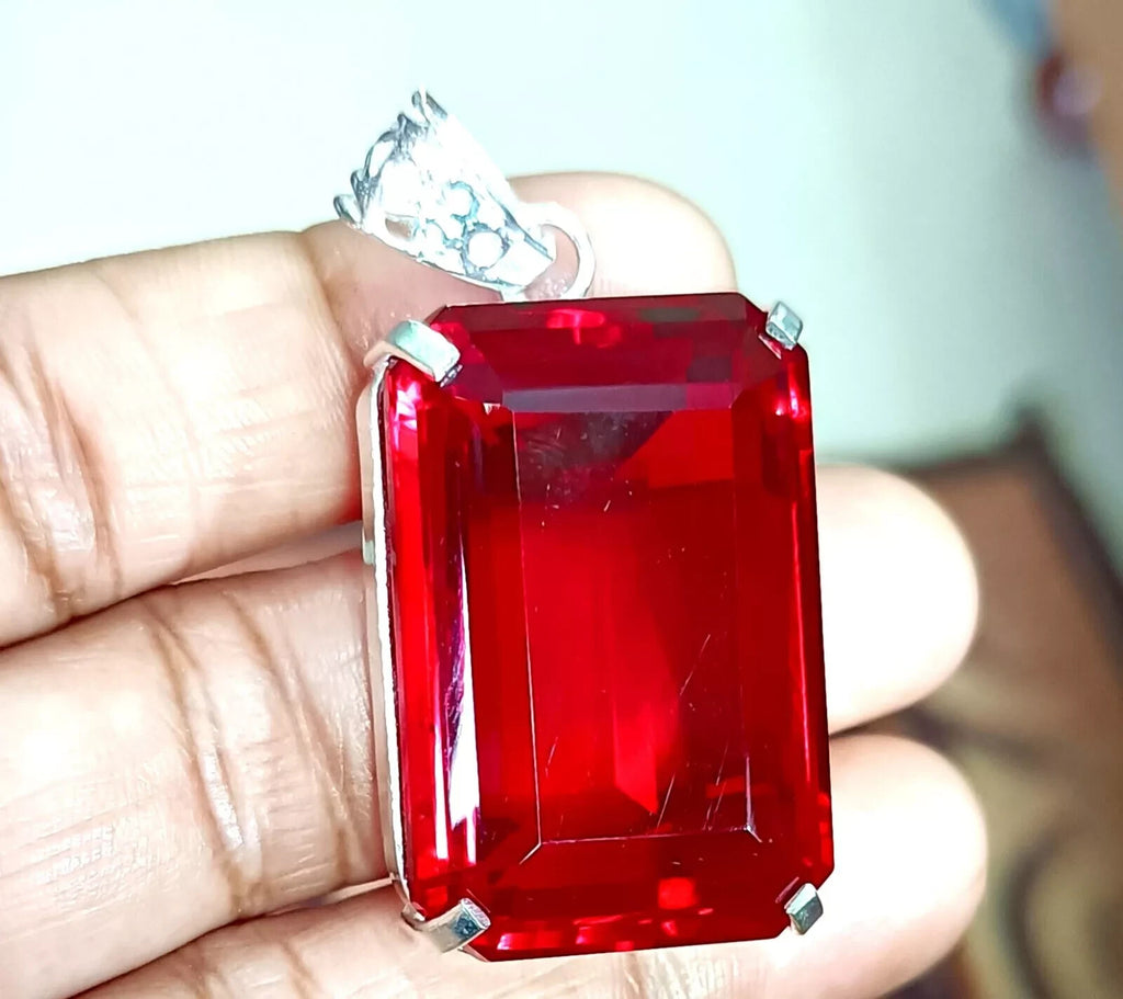 95.50Ct Certified Natural Topaz 925 Solid Silver Emerald Pendant Loose Gemstone