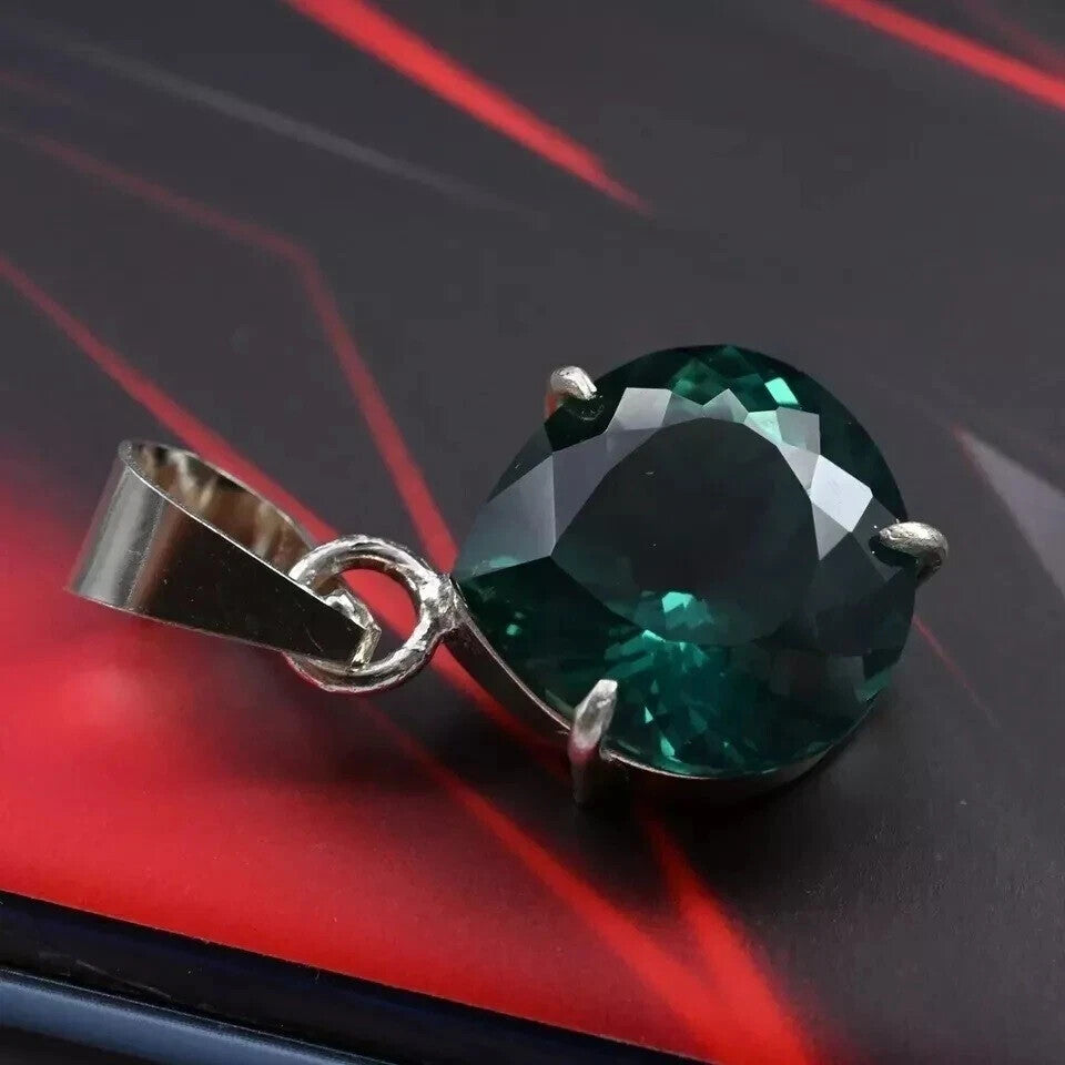 Certified 24 Ct+ Natural Paraiba Tourmaline 925 Silver Pendant Loose Gemstone