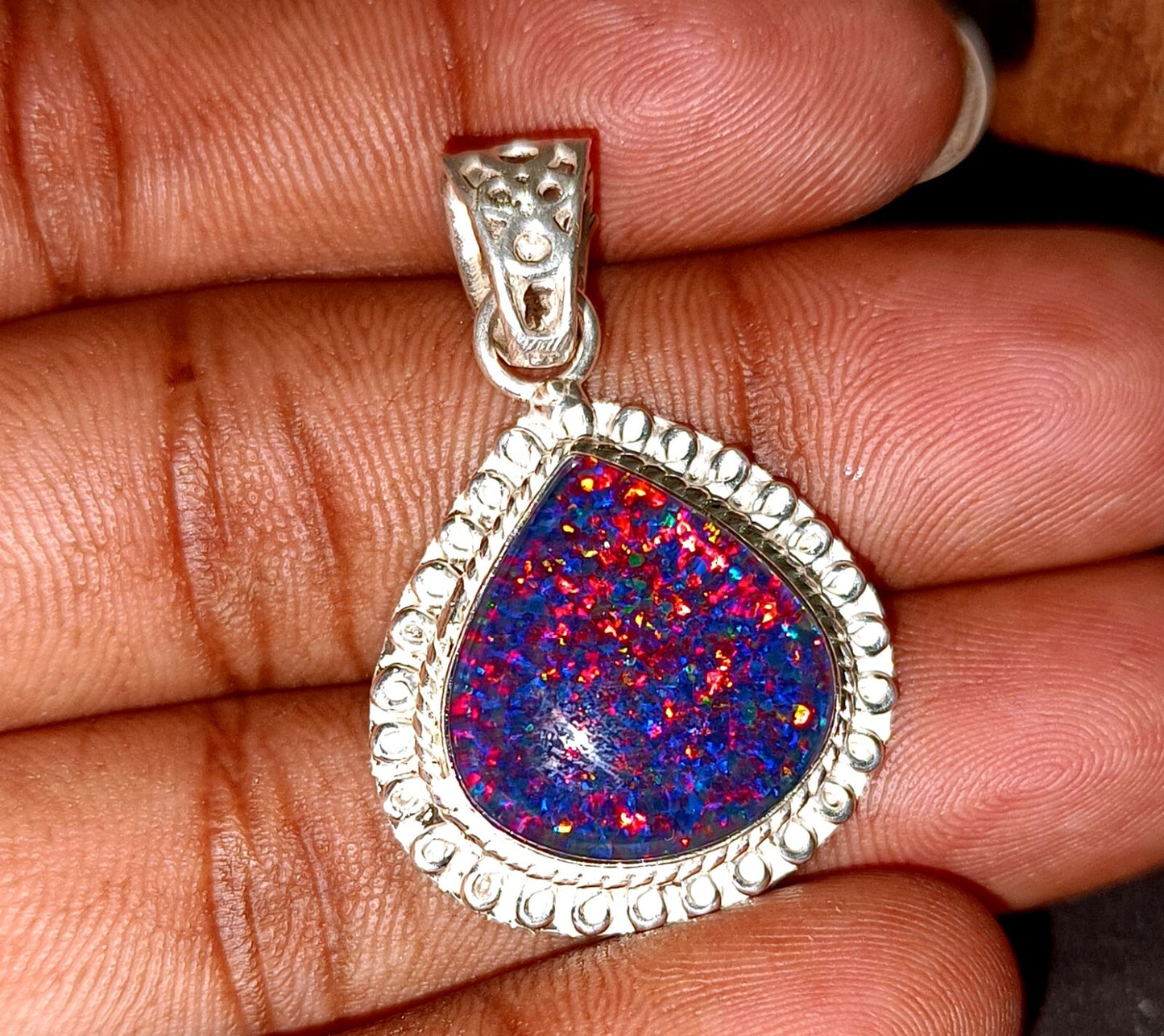 Sterling Silver Triplet Oval Opal Gemstone Handmade Pendant Jewelry 30.05 Ct