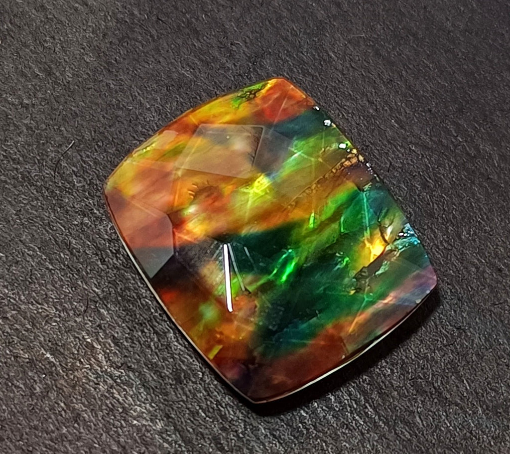 23.05 Ct Natural Ammolite Cushion Opal-Like Organic Doublet Rare Loose GEMSTONE