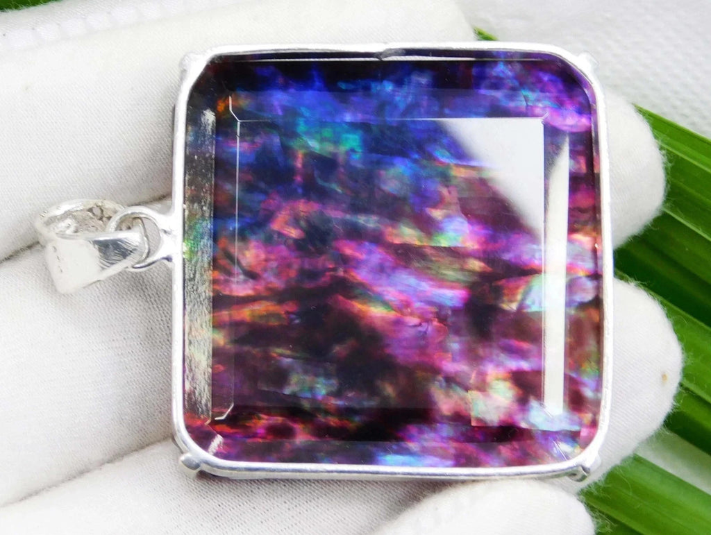 54.70 Ct Natural Ammolite Opal Doublet Pendant Multi-Color Rare Loose GEMSTONE