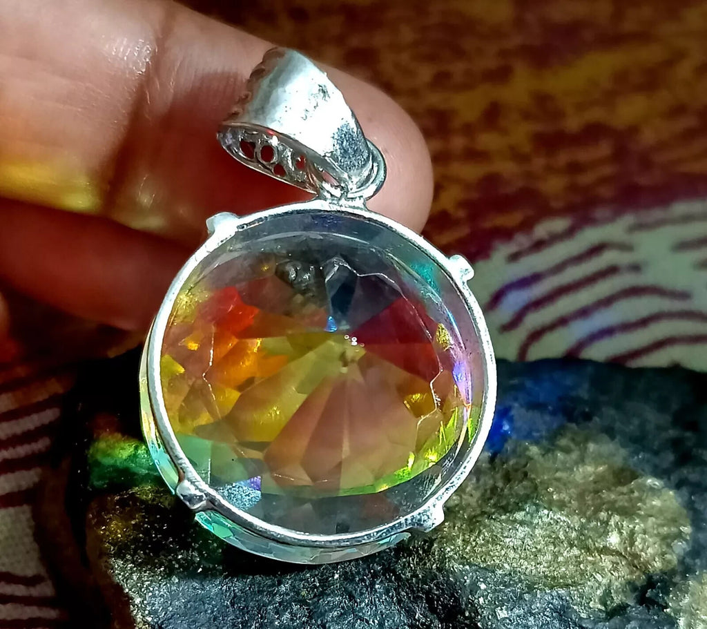 85.20 Ct EGL Certified Natural Mystic 925 Solid Silver Pendant Loose Gemstone