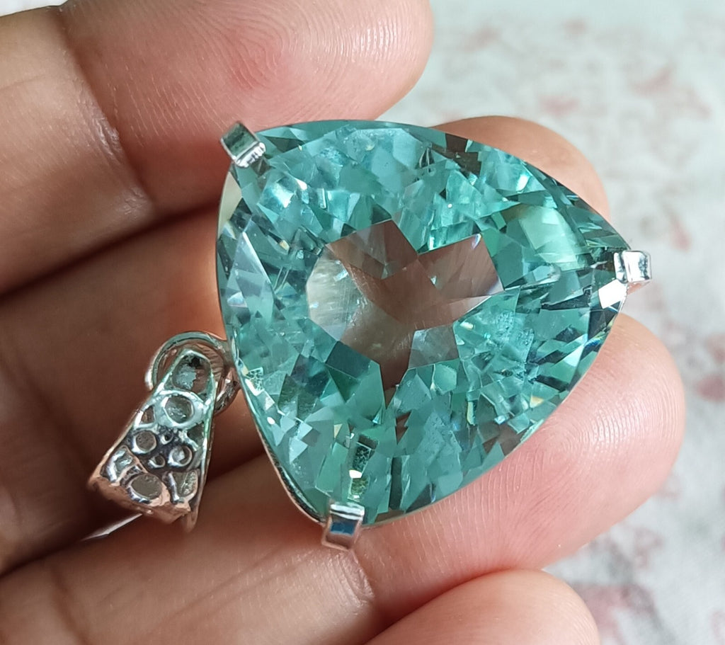67.90Ct Certified Natural Topaz 925 Solid Silver Trillion Pendant Loose Gemstone