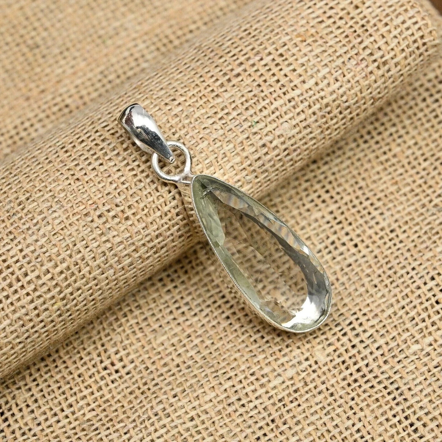 WHITE Topaz Gems Teardrop Sterling Silver Jewelry 30 Ct Handmade Pendant