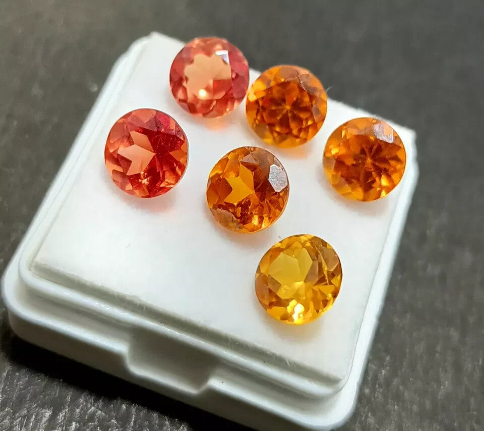 100 PC 5 MM Natural Orange Ceylon Sapphire Loose Gemstones Certified Round Lot
