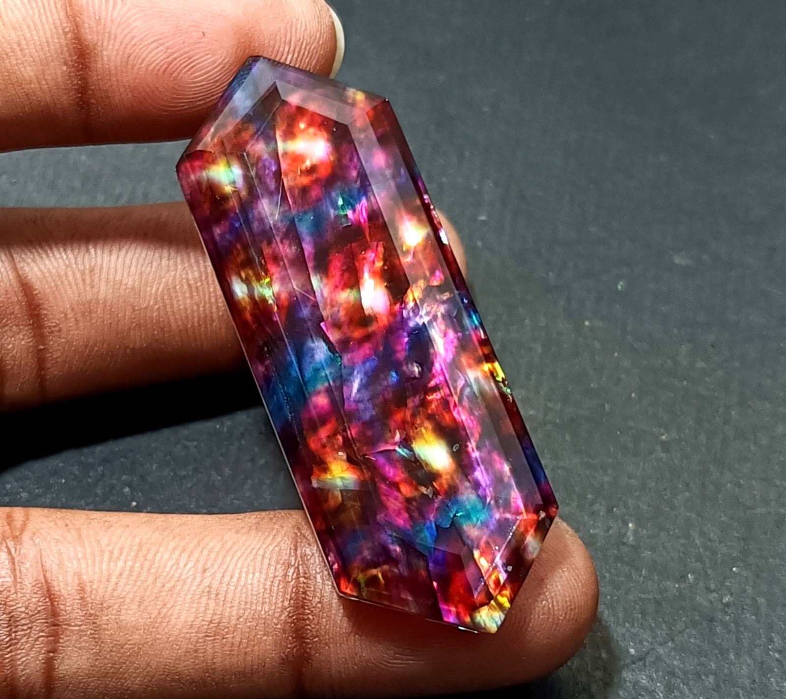 61.35 Ct Natural Ammolite Opal-Like Organic Doublet Loose EGL CERTIFIED GEMSTONE