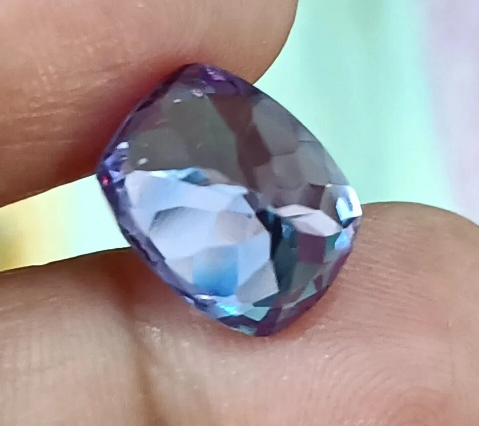 NATURAL Loose Ceylon Bi-Color Change Sapphire Cushion Cut GEMSTONE 6.80 Ct
