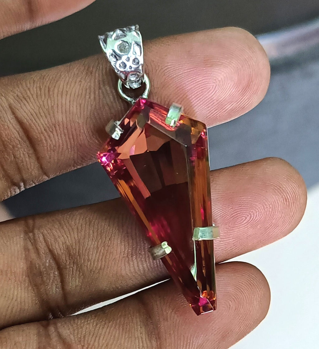 74.85 Ct Natural Zultanite 7 Color Pendant 925 Silver Loose Certified Gemstone