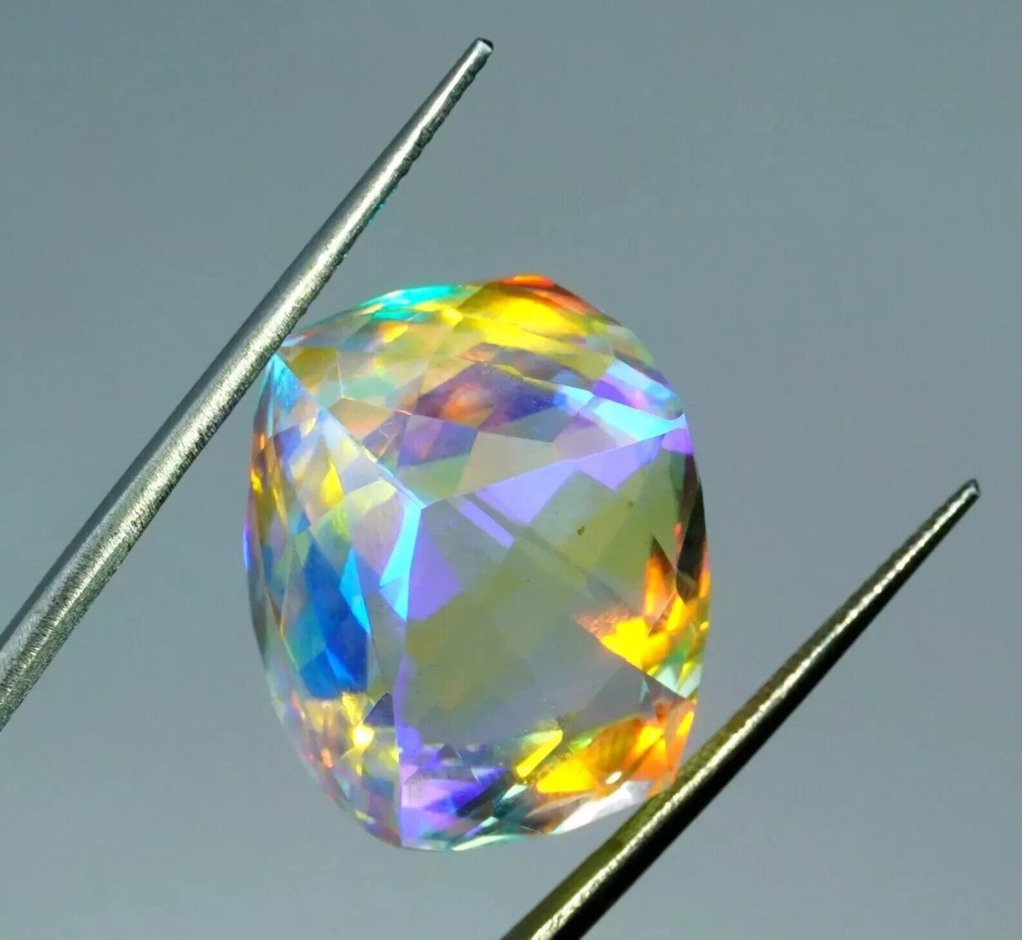 Natural Rainbow Brazilian Mystic Quartz 43.5 Ct Cube CUT FLAWLESS GEMSTONE