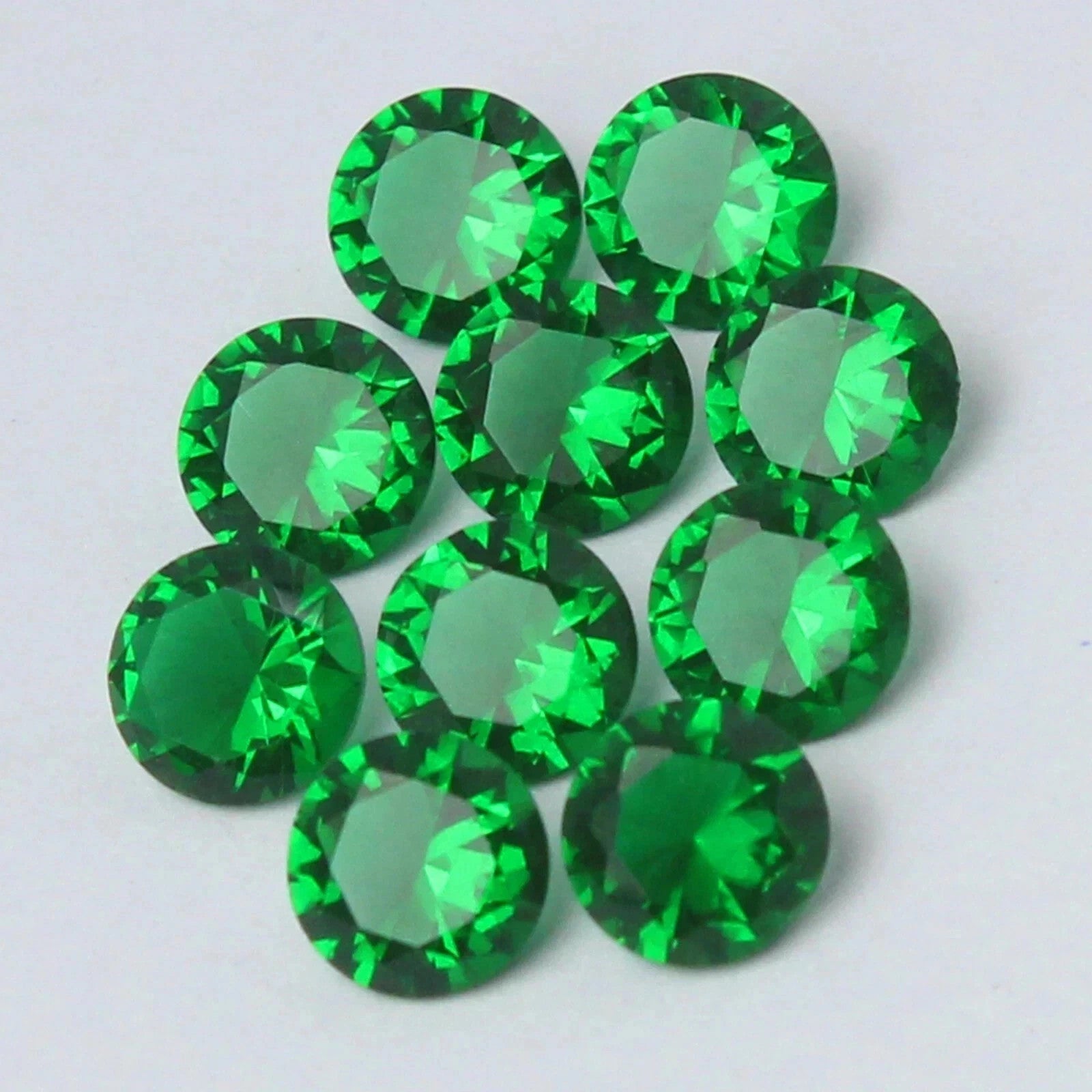 4mm 15 Pcs Exquisite Natural Green Emerald Round Cut Certified Loose Gemstone