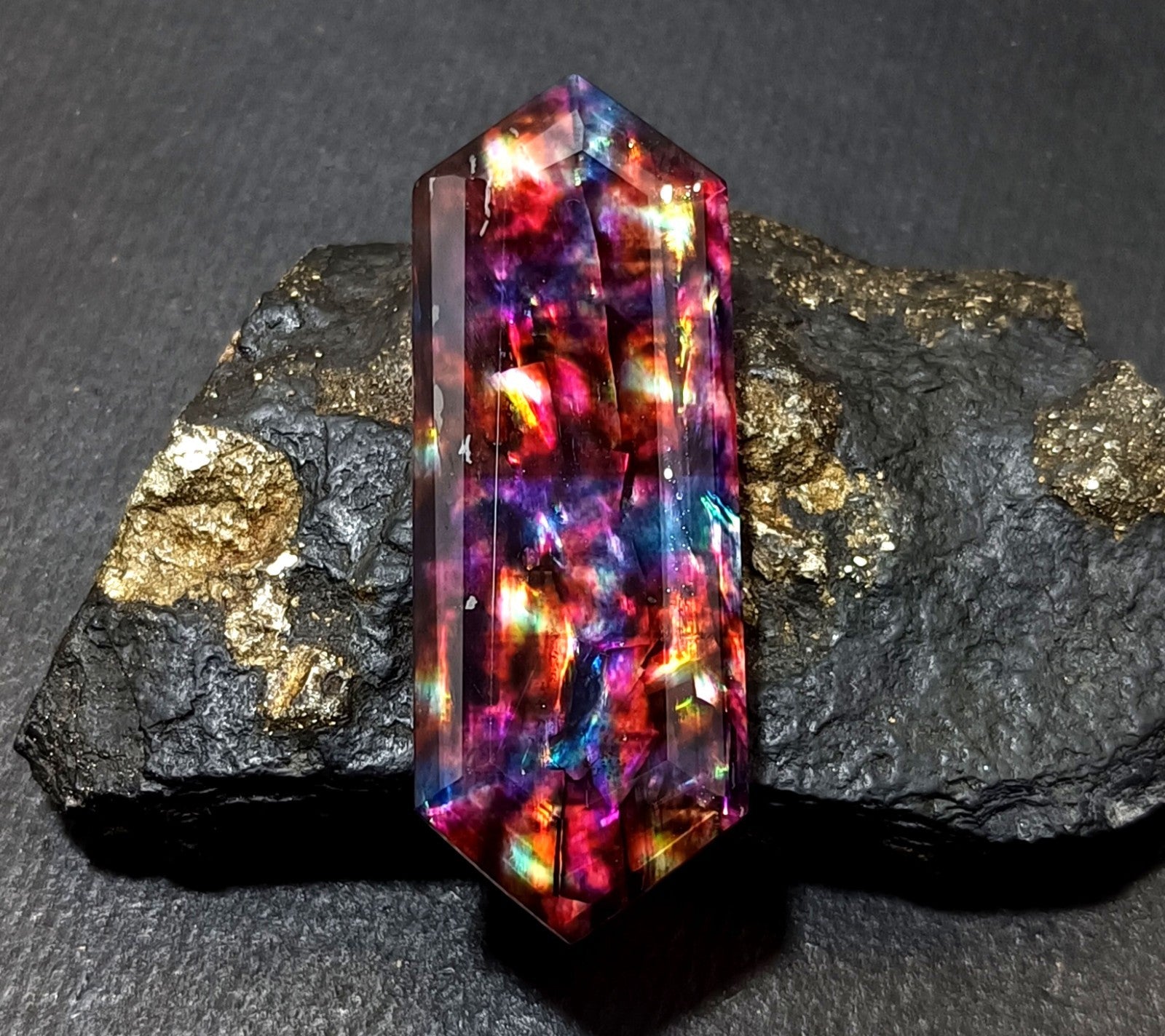 61.35 Ct Natural Ammolite Opal-Like Organic Doublet Loose EGL CERTIFIED GEMSTONE