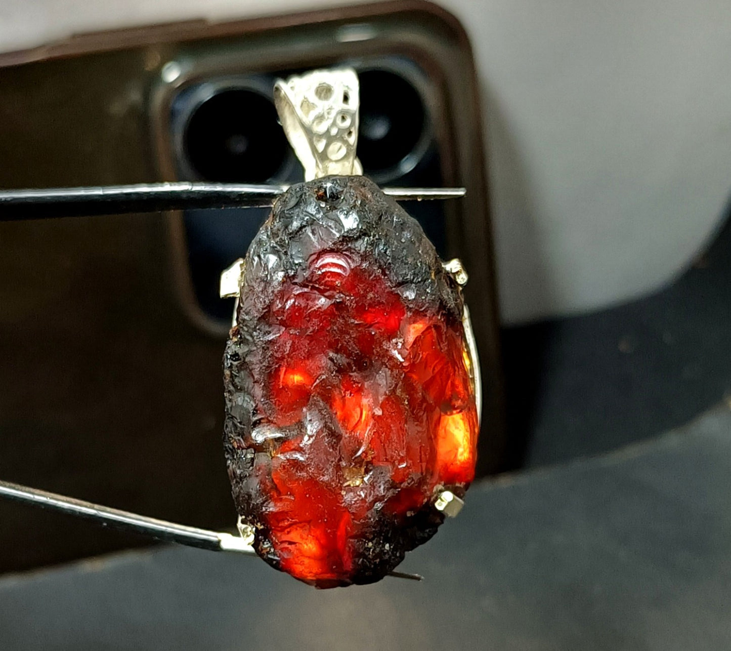 Natural Handmade 55.35 Ct Amber Rough Sterling Solid Silver Pendant Gemstone
