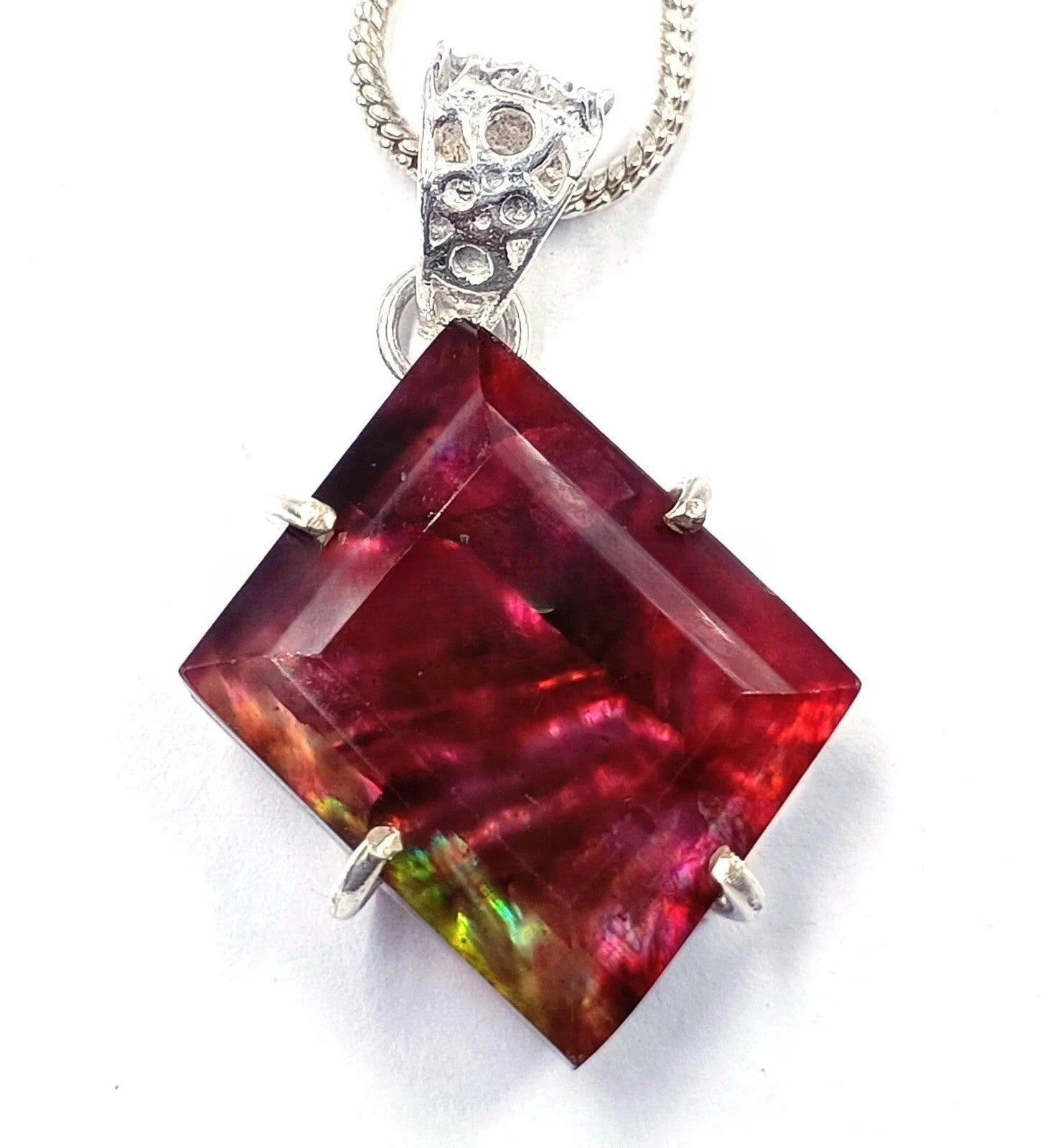 EGL Certified 54.40 Ct Natural Ammolite 925 Solid Silver Pendant Loose Gemstone