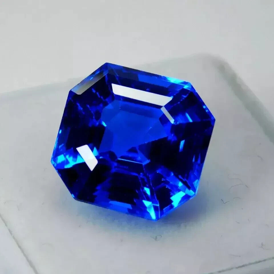 Certified 15.5 Ct Natural Blue Sapphire Sri Lanka Asscher Cut Loose Gemstone