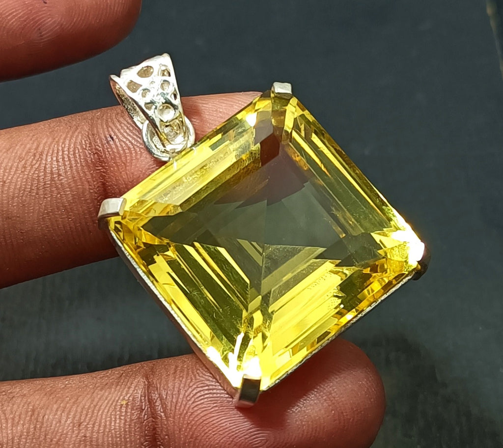 94.95 Ct Certified Flewless Topaz 925 Solid Silver Asscher Pendant LooseGemstone