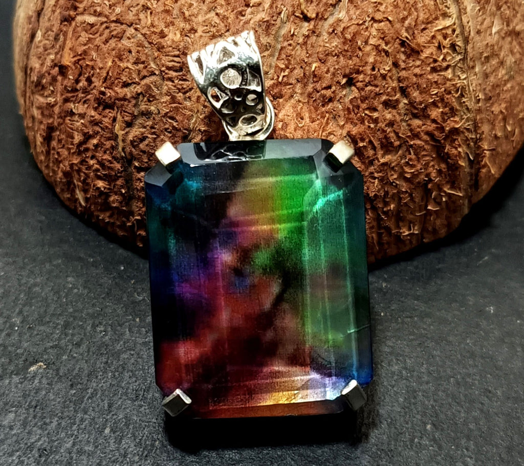 EGL Certified 58.60 Ct Natural Ammolite 925 Solid Silver Pendant Loose Gemstone