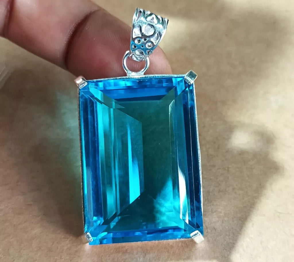 108.50 Ct EGL Certified Natural Topaz 925 Solid Silver Pendant Loose Gemstone
